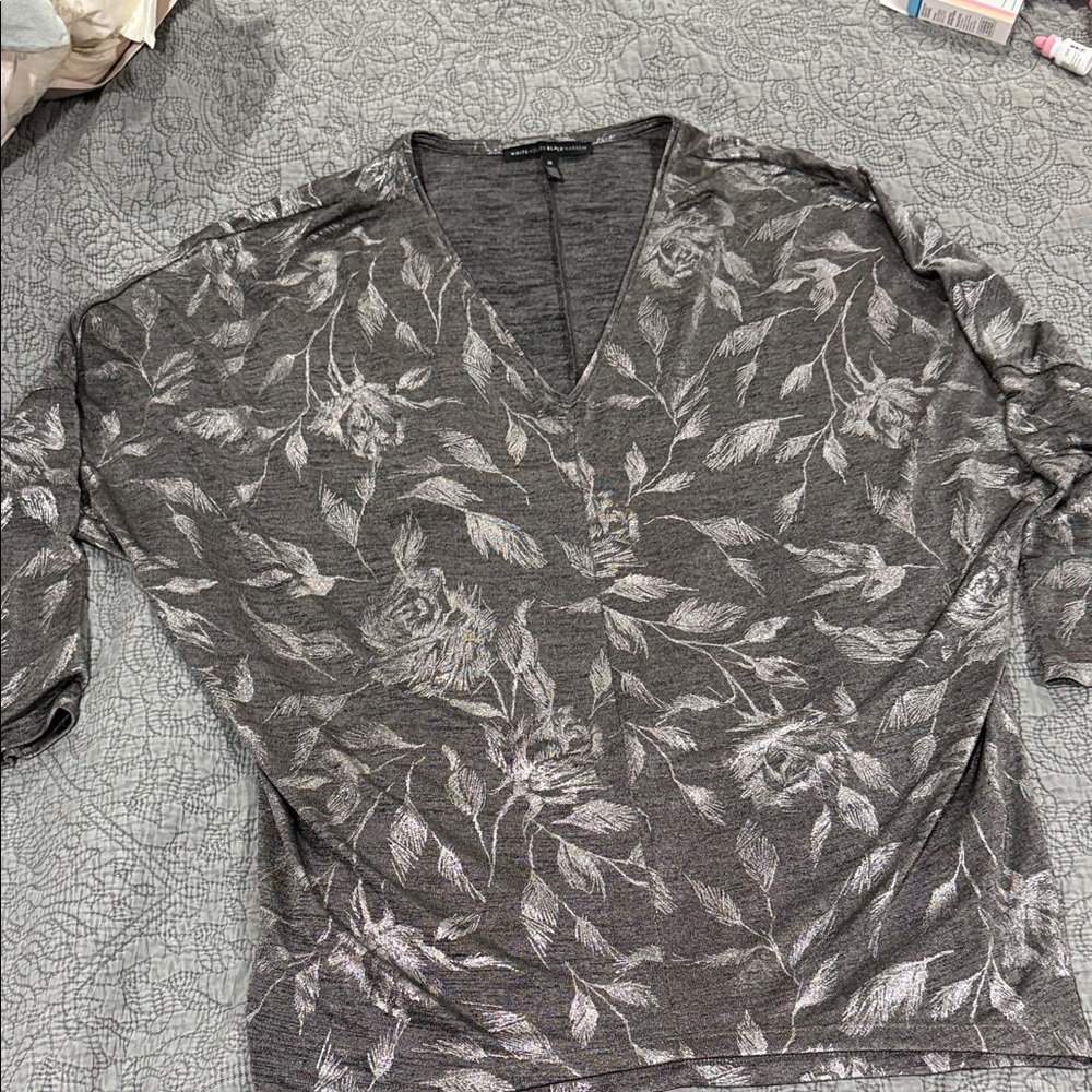 White House Black Market Gray Blouse